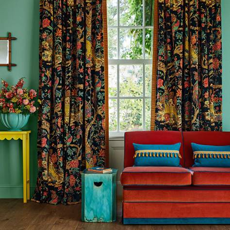 Linwood Fabrics Wild Life Fabrics Louis Velvet Fabric - Rich Red - LF2333FR/001 - Image 2
