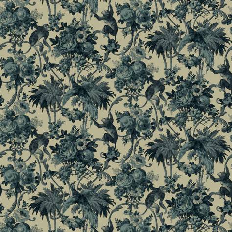 Linwood Fabrics Wild Life Fabrics Monkey Puzzle Fabric - Old Blue - LF2332FR/002 - Image 1