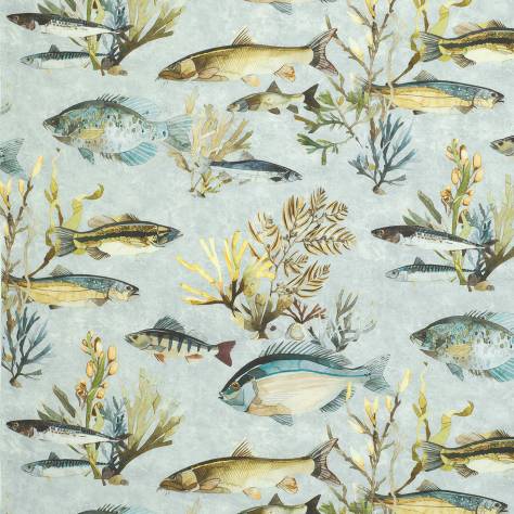 Osborne & Little Manarola Fabrics Laghetto Fabric - Celadon / Teal / Sand - F7173-01 - Image 1