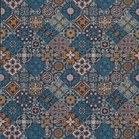 Osborne & Little Manarola Fabrics Cervo Fabric - Indigo / Turquoise / Copper - F7178-02