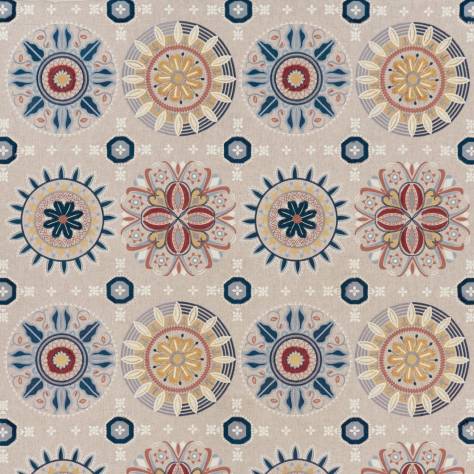 Osborne & Little Taza Fabrics Temara Fabric - Linen / Copper / Denim - F7270-02 - Image 1