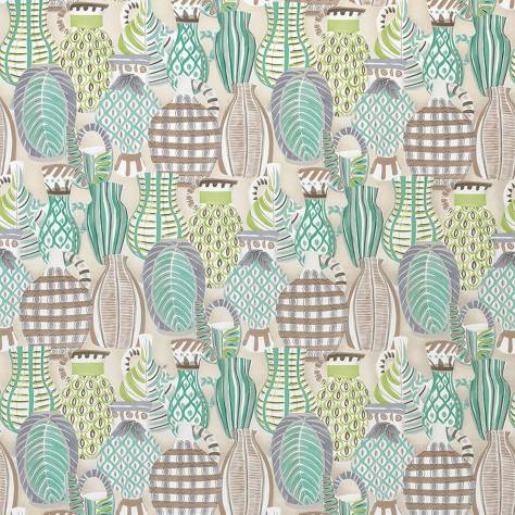Nina Campbell Les Reves Fabrics Collioure Fabric - Aqua / Green / Lilac - NCF4290-02