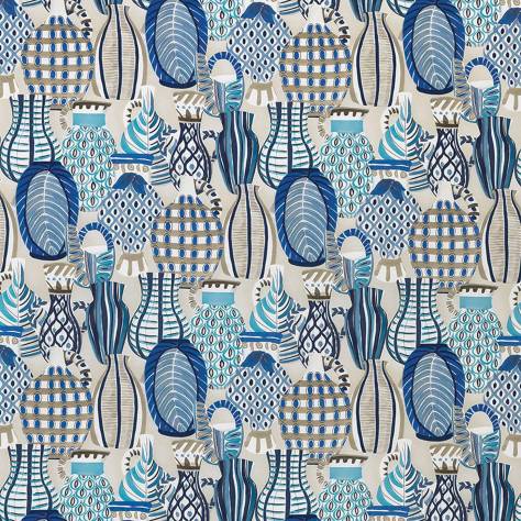 Nina Campbell Les Reves Fabrics Collioure Fabric - Blue / Beige - NCF4290-04