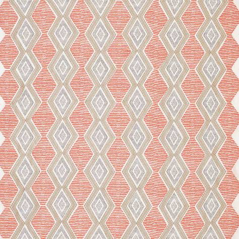 Nina Campbell Les Reves Fabrics Belle Ile Fabric - Coral / Beige / Chocolate - NCF4291-01