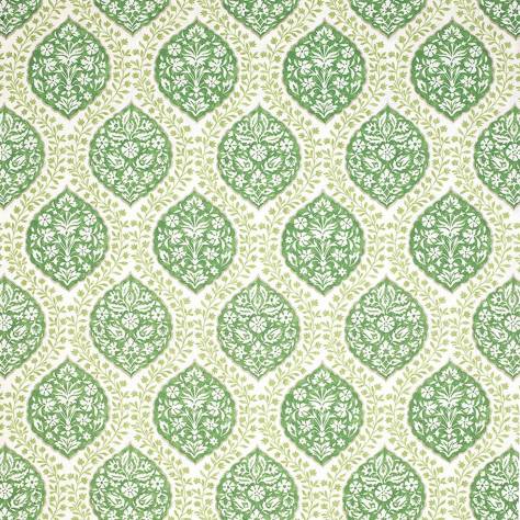 Nina Campbell Les Reves Fabrics Marguerite Fabric - Green / Ivory - NCF4294-02