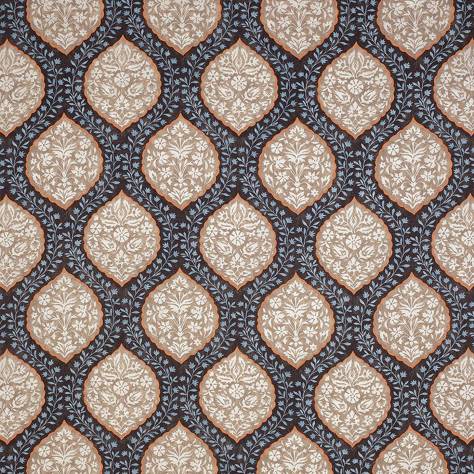 Nina Campbell Les Reves Fabrics Marguerite Fabric - Chocolate / Beige / Blue - NCF4294-05