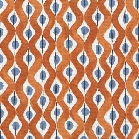 Nina Campbell Les Reves Fabrics Beau Rivage Fabric - Orange / Blue - NCF4295-05 - Image 1