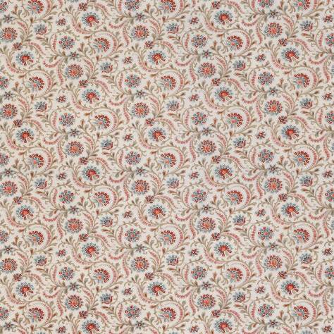 Nina Campbell Les Indiennes Fabrics Baville Fabric - Red / Teal - NCF4331-01
