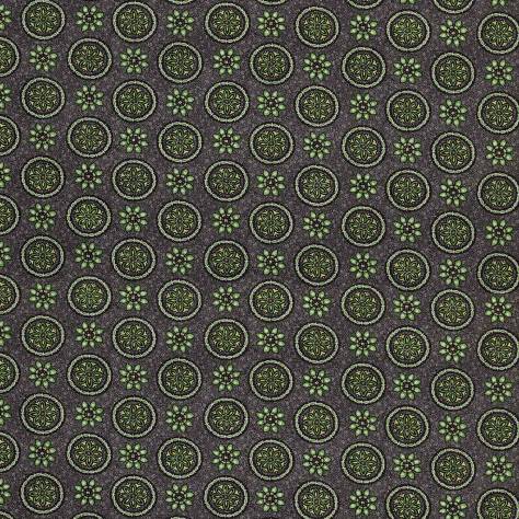 Nina Campbell Les Indiennes Fabrics Garance Fabric - Green / Black - NCF4336-02