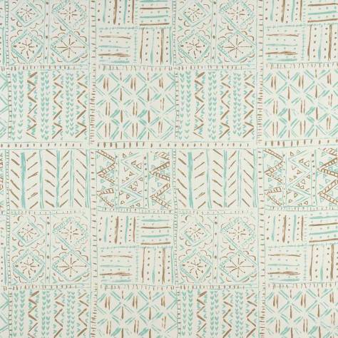 Nina Campbell Ashdown Fabrics Cloisters Fabric - Aqua / Taupe / Ivory - NCF4361-02