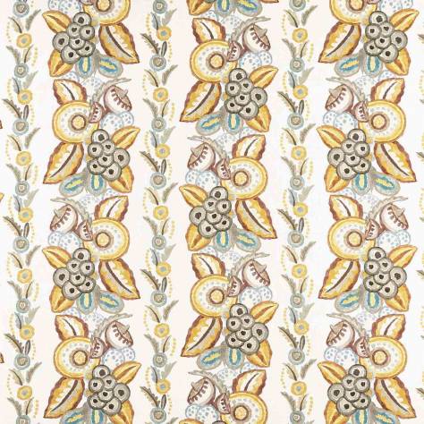Nina Campbell Ashdown Fabrics Ashdown Stripe Fabric - Ochre / Taupe / Duck Egg - NCF4363-03
