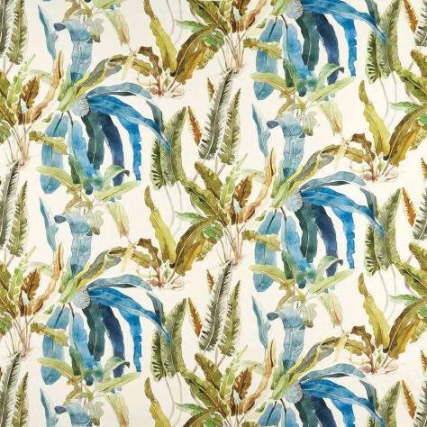Nina Campbell Ashdown Fabrics Benmore Fabric - Turquoise / Olive - NCF4365-01