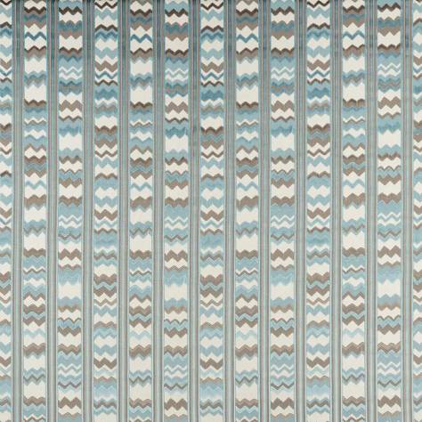 Nina Campbell Marchmain Fabrics Sebastian Fabric - Aqua / Taupe / Ivory - NCF4373-05