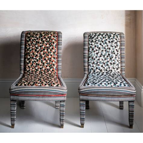 Nina Campbell Wickham Fabrics Orford Fabric - Peacock/Coral/Aubergine - NCF4510-01