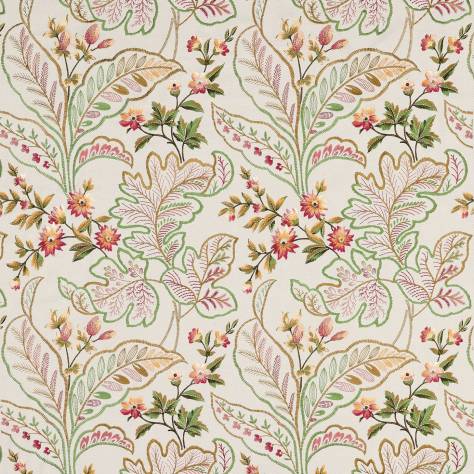 Nina Campbell Woodbridge Fabrics Sudbury Fabric - Green/Coral - NCF4500-01