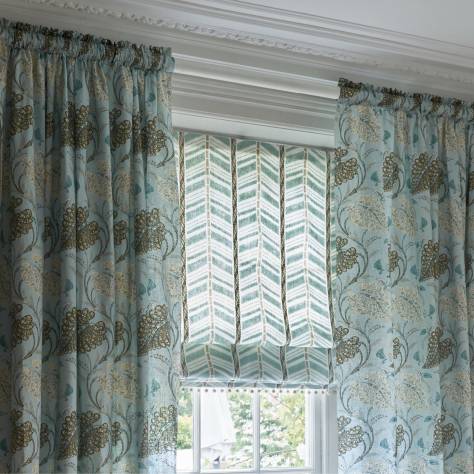 Nina Campbell Woodbridge Fabrics Felbrigg Fabric - Linen /Teal/Chocolate - NCF4503-01 - Image 3