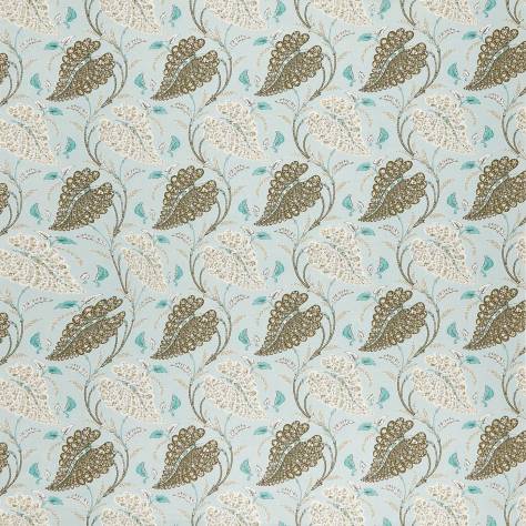 Nina Campbell Woodbridge Fabrics Felbrigg Fabric - Aqua/Ochre/Chocolate - NCF4503-02