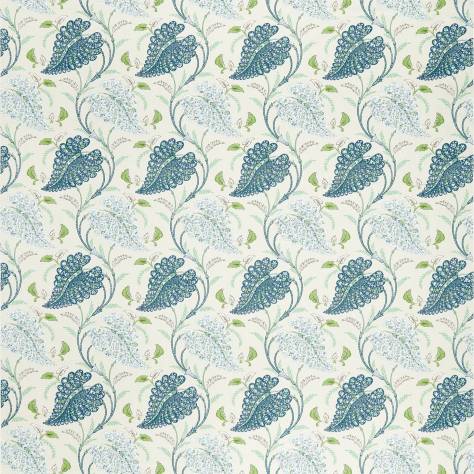 Nina Campbell Woodbridge Fabrics Felbrigg Fabric - Indigo/Green/Natural - NCF4503-05