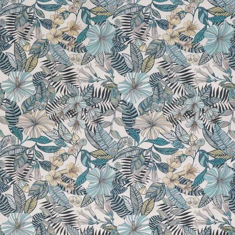 Matthew Williamson Deya Fabrics Valldemossa Fabric - Ivory / Sea Blue / Pebble - F7240-02 - Image 1