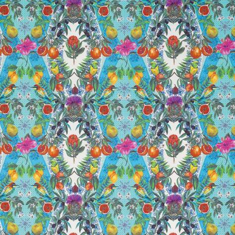 Matthew Williamson Deya Fabrics Talavera Fabric - Persian Blue / Turquoise - F7242-01 - Image 1