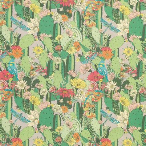 Matthew Williamson Deya Fabrics Cactus Garden Fabric - Kiwi / Grass / Cerise - F7247-03 - Image 1
