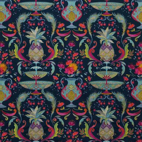 Matthew Williamson Deya Fabrics La Fuente Fabric - Navy / Turquoise / Cerise - F7248-01