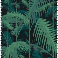 Palm Jungle Linen Union Fabric - Viridian and Petrol/Charcoal