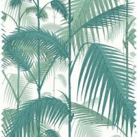 Palm Jungle Linen Union Fabric - Teal and Viridian/Chalk