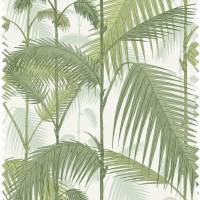 Palm Jungle Linen Union Fabric - Olive Green/White