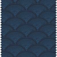 Feather Fan Jacquard Fabric - Blue/Charcoal