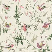 Hummingsbirds Cotton Fabric - Classic Multi and Old Olive/Cream