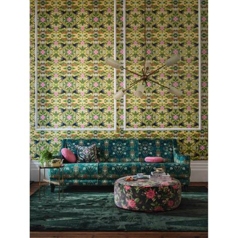 Wedgwood Botanical Wonders Fabrics Tonquin Embroidery Fabric - Chartreuse/Denim - F1580/01