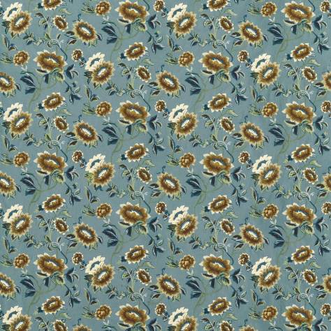 Wedgwood Botanical Wonders Fabrics Tonquin Embroidery Fabric - Chartreuse/Denim - F1580/01 - Image 1