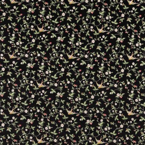 Wedgwood Botanical Wonders Fabrics Wild Strawberry Embroidery Fabric - Noir - F1582/01