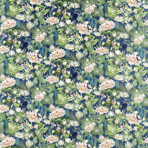 Wedgwood Botanical Wonders Fabrics Waterlily Velvet Fabric - Midnight - F1591/02