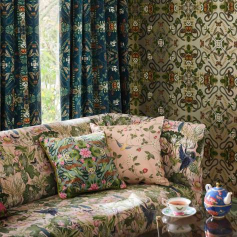 Wedgwood Botanical Wonders Fabrics Wonderlust Tea Story Fabric - Dove - F1607/01