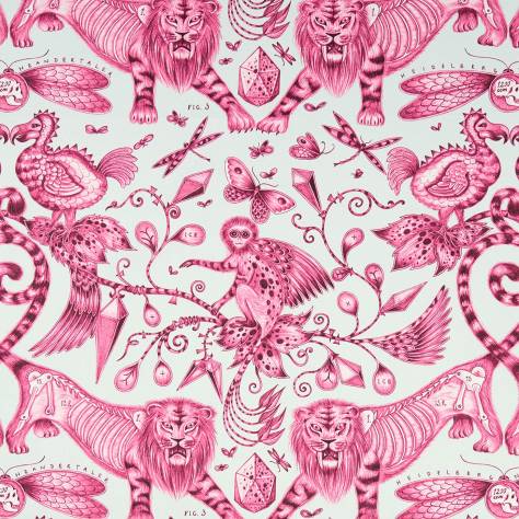 Emma Shipley Animalia Fabrics Emma J Shipley Extinct Fabric - Magenta - F1109/03 - Image 1