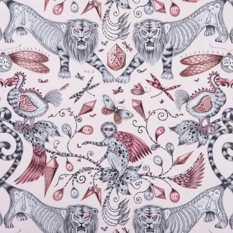 Emma Shipley Animalia Fabrics Emma J Shipley Extinct Fabric - Pink - F1109/05 - Image 1
