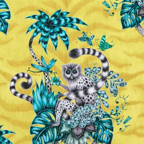 Emma Shipley Animalia Fabrics Emma J Shipley Lemur Fabric - Lime - F1112/02 - Image 1