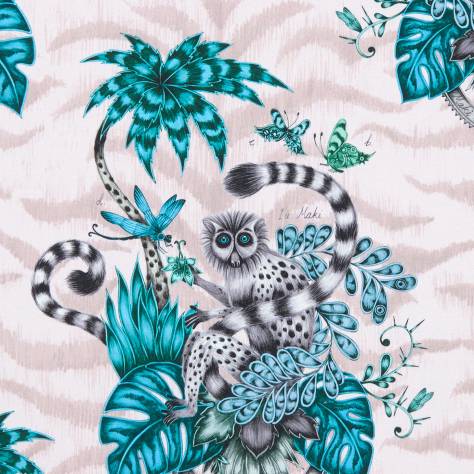 Emma Shipley Animalia Fabrics Emma J Shipley Lemur Fabric - Pink - F1112/04