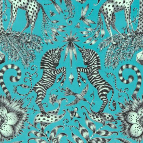 Emma Shipley Animalia Fabrics Emma J Shipley Kruger Fabric - Teal Velvet - F1210/01 - Image 1