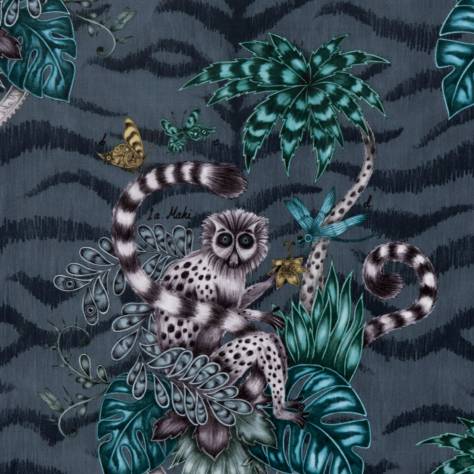 Emma Shipley Animalia Fabrics Emma J Shipley Lemur Fabric - Navy Velvet - F1211/01