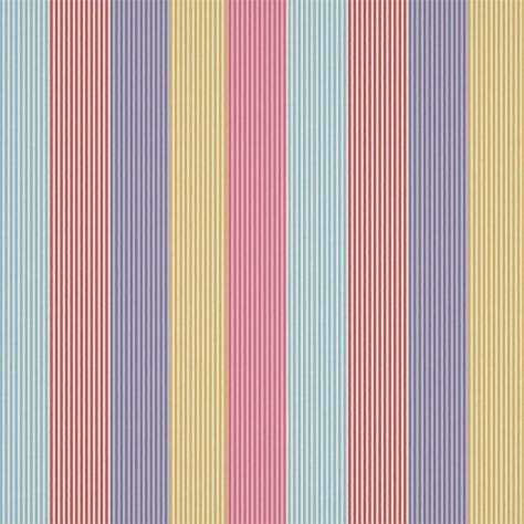 Harlequin Book of Little Treasures Fabrics Funfair Stripe Fabric - Grape / Cherry / Pineapple / Blossom - HLTF133544 - Image 1