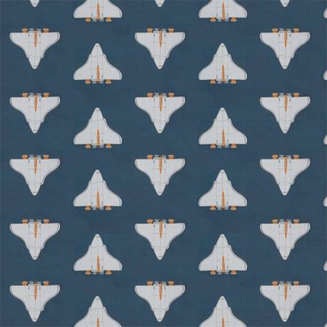 Harlequin Book of Little Treasures Fabrics Space Shuttle Fabric - Apricot / Navy - HLTF133547 - Image 1