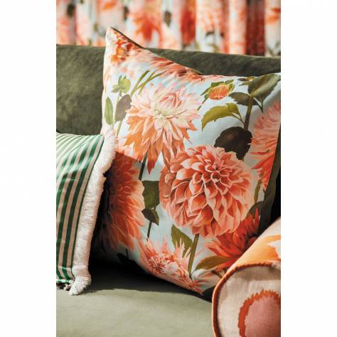 Harlequin Colour 2 Fabrics Dahlia Fabric - Coral/Fig Leaf/Sky - HQN2121083 - Image 2