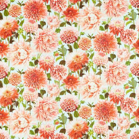 Harlequin Colour 2 Fabrics Dahlia Fabric - Coral/Fig Leaf/Sky - HQN2121083 - Image 1