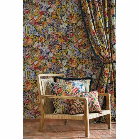 Harlequin Colour 2 Fabrics Ixora Fabric - Sky/Cascade/Vermillion - HQN2133894 - Image 4