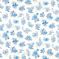 Woodland Floral Fabric - Lapis/Amethyst/Pearl