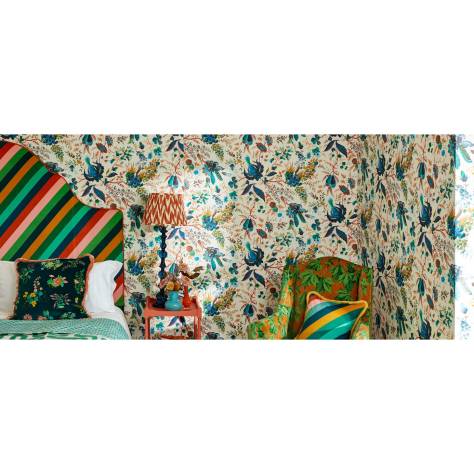 Harlequin Harlequin x Sophie Robinson Fabrics Sherbet Stripe Fabric - Emerald/Amber/Rose - HSRF121193 - Image 3