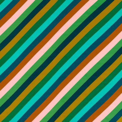 Harlequin Harlequin x Sophie Robinson Fabrics Sherbet Stripe Fabric - Emerald/Amber/Rose - HSRF121193 - Image 1